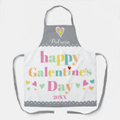 Kleurrijke typografie, grijze grens Galentines Dag Schort (Voorkant)