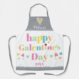 Kleurrijke typografie, grijze grens Galentines Dag Schort