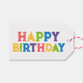 Kleurrijke Typografie Happy Birthday Gift Label Cadeaulabel