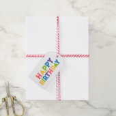 Kleurrijke Typografie Happy Birthday Gift Label Cadeaulabel (Met Touw)