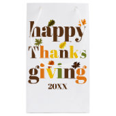Kleurrijke typografie, herfst verlaat Thanksgiving Klein Cadeauzakje (Achterkant)
