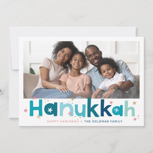 KLEURRIJKE TYPOGRAFIE modern landschap foto blauw Feestdagenkaart (Voorkant)