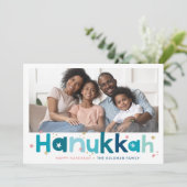 KLEURRIJKE TYPOGRAFIE modern landschap foto blauw Feestdagenkaart (Staand voorkant)