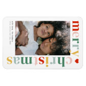 Kleurrijke Typografie Moderne Vrolijke Kerstmisfot Magneet (Horizontaal)