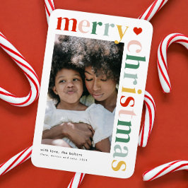 Kleurrijke Typografie Moderne Vrolijke Kerstmisfot Magneet