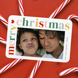 Kleurrijke Typografie Moderne Vrolijke Kerstmisfot Magneet