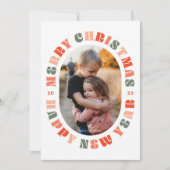 Kleurrijke Typografie Ovale Kerst Vakantie Kaart (Voorkant)