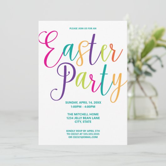 Kleurrijke Typografie Paasfeest Kaart (Staand voorkant)