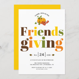 Kleurrijke typografie pompoen Friendsgiving Kaart