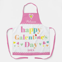 Kleurrijke typografie, roze grens Galentines Day Schort
