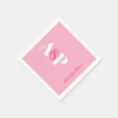 Kleurrijke Typografie Roze Monogram Bruiloft Servet (Hoek)