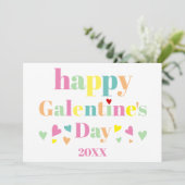 Kleurrijke typografie strepen Fijne Galentines Dag Feestdagenkaart (Staand voorkant)