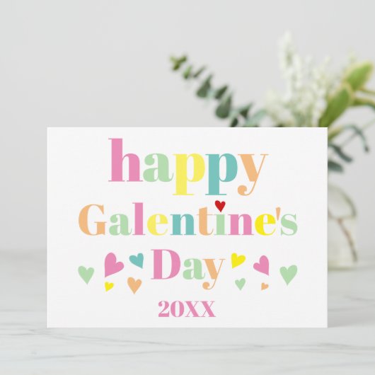 Kleurrijke typografie strepen Fijne Galentines Dag Feestdagenkaart (Staand voorkant)
