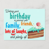 Kleurrijke typografie Verjaardagstaart Beste wense Briefkaart (Voorkant)