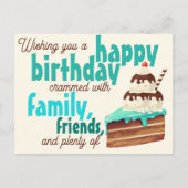 Kleurrijke typografie verjaardagstaart ijs briefkaart (Voorkant)
