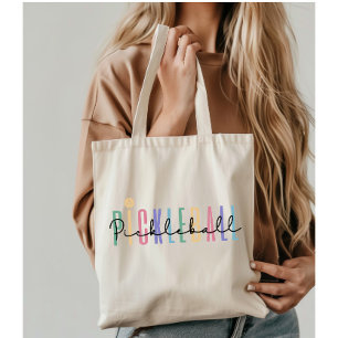 Kleurrijke typografie voor Pickleball-spelers Tote Bag