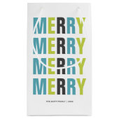 Kleurrijke typografie "Vrolijk" Kerstmis Klein Cadeauzakje (Achterkant)