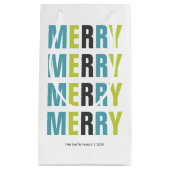 Kleurrijke typografie "Vrolijk" Kerstmis Klein Cadeauzakje (Voorkant)