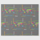 Kleurrijke typografie Wereldkaart Modern Word Trav Cadeaupapier (Vlak)