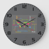 Kleurrijke typografie Wereldkaart Modern Word Trav Grote Klok (Voorkant)