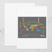 Kleurrijke typografie Wereldkaart Modern Word Trav Kaart (Voorkant / Achterkant)