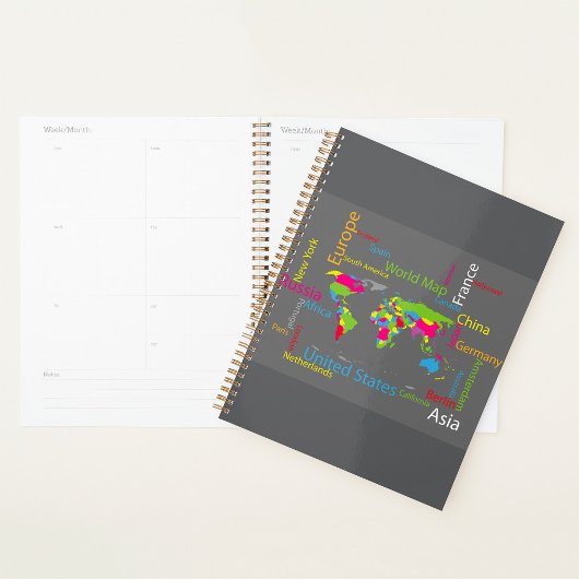 Kleurrijke typografie Wereldkaart Modern Word Trav Planner