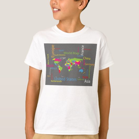 Kleurrijke typografie Wereldkaart Modern Word Trav T-shirt (Voorkant)