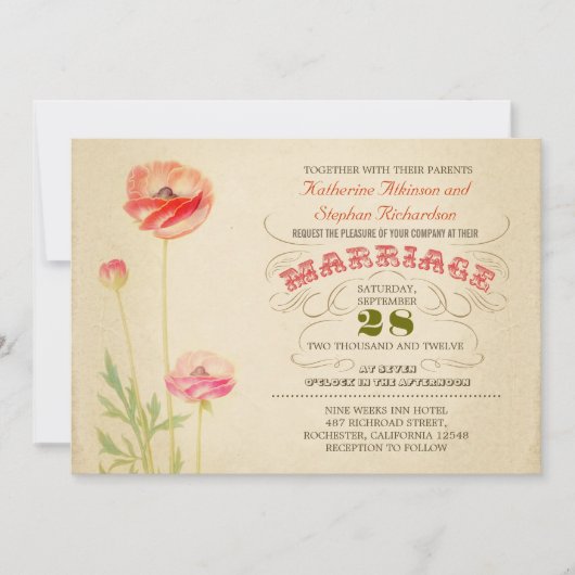  kleurrijke typografische huwelijksuitnodiging kaart (Voorkant)