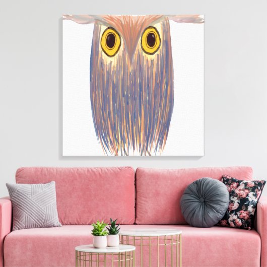 Kleurrijke Uil Aquarel Canvas Afdruk (Insitu (Woonkamer))