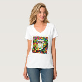  Kleurrijke Uil Art T-shirt (Voorkant volledig)