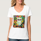  Kleurrijke Uil Art T-shirt (Voorkant)