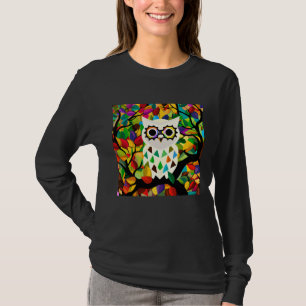 Kleurrijke Uil Art T-shirt