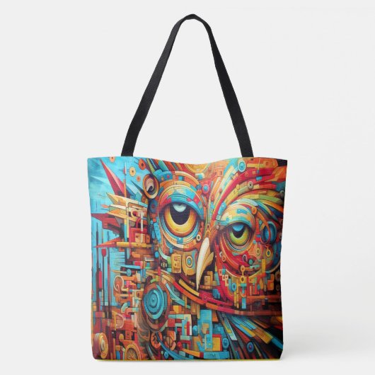 KLEURRIJKE UIL ART TOTE BAG (Achterkant)