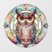 Kleurrijke Uil Bird Art Faux Glas in lood Raamsticker (Vel)