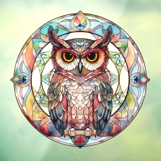 Kleurrijke Uil Bird Art Faux Glas in lood Raamsticker (Vel 3)