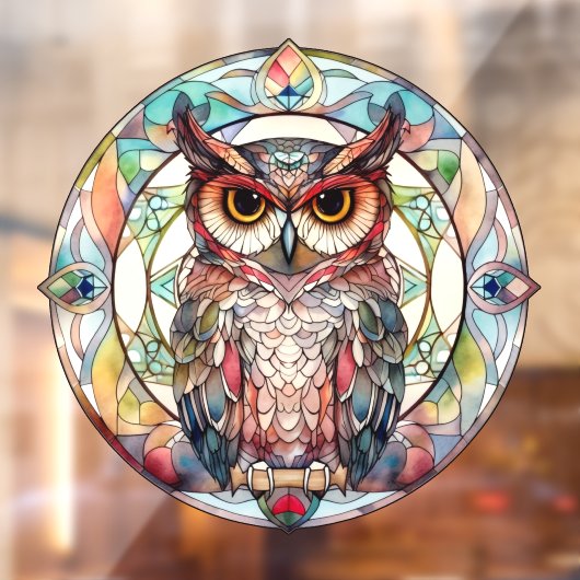 Kleurrijke Uil Bird Art Faux Glas in lood Raamsticker (Vel 2)