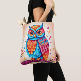 Kleurrijke Uil Branch Art Tote Bag