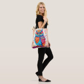 Kleurrijke Uil Branch Art Tote Bag (Op model)