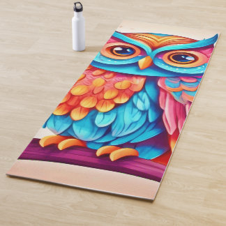 Kleurrijke Uil Branch Art Yogamat