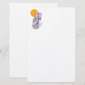 Kleurrijke uil en maan briefpapier (Voorkant / Achterkant)