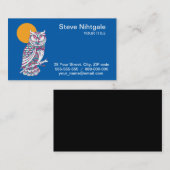 Kleurrijke uil en maan visitekaartje (Voorkant / Achterkant)