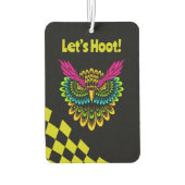 Kleurrijke Uil & Geruite Racing met aangepaste tek Luchtverfrisser (Achterkant)