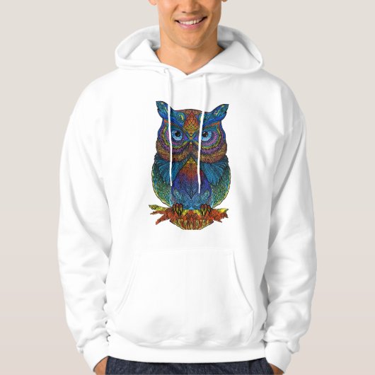 Kleurrijke Uil Hoodie (Voorkant)