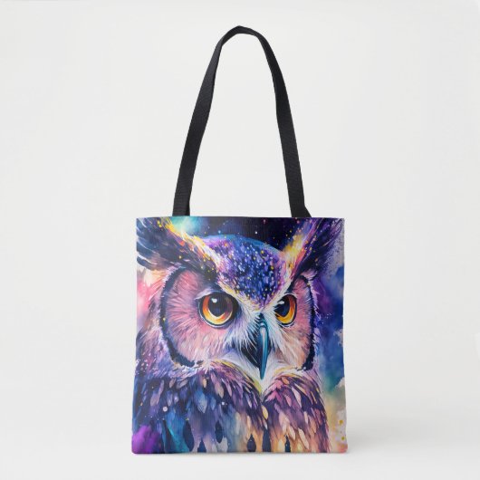 Kleurrijke Uil Illustratie Tote Bag (Voorkant)