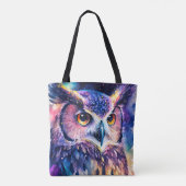 Kleurrijke Uil Illustratie Tote Bag (Achterkant)
