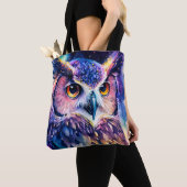 Kleurrijke Uil Illustratie Tote Bag (Dichtbij)