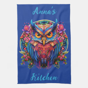 Kleurrijke Uil - Kleurrijke Boho met Aangepaste Na Theedoek