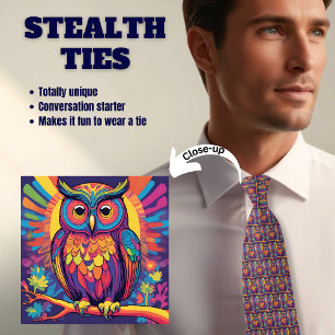 Kleurrijke Uil Lover's Stealth Stropdas