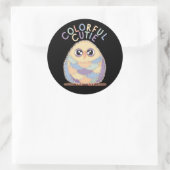 Kleurrijke Uil met Tekst Ronde Sticker (Tas)