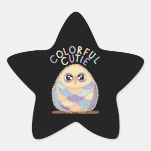 Kleurrijke Uil met Tekst Ster Sticker